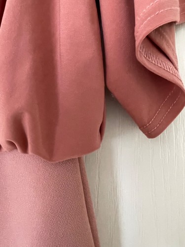 PINK BOUTIQUE Blush Pink Midi Bodycon Wrap Style Dress with Batwing Sleeve (10) - Picture 5 of 9