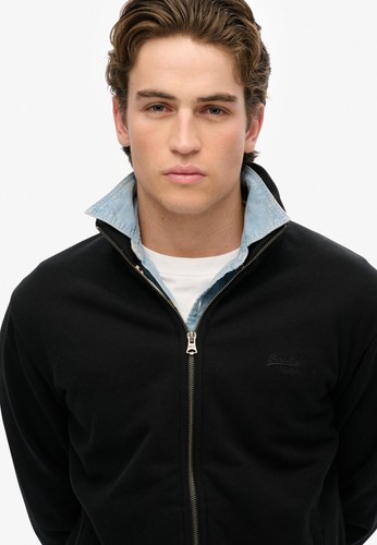 Superdry Track Top Essential Logo Full Zip Sweatshirt Long Sleeve Black - Picture 2 of 4