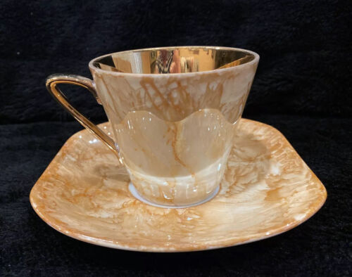 Vintage WAWEL Marbled & Gold Tea/Coffee Set for 10 w/ Teapot, Creamer & Sugar - Picture 9 of 12