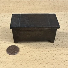 Vintage Early Barton Dollhouse Miniature Blanket Chest Trunk Carved Tudor READ