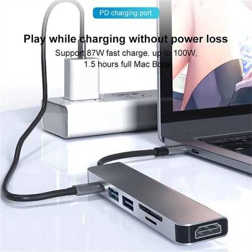 6 port USB-C Hub Type C To USB 3.0 HDMI Docking Station For Apple Huawei Laptops - Picture 12 of 12