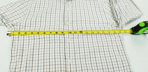 J Cambell Men's Spread Collar White Brown Black Trim Check Long Sleeve 14.5 32/3 - Picture 2 of 6
