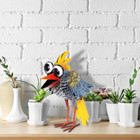 Cute 11" Crazy Metal Bird Colorful Unique Outdoor Garden Statue Patio Deck Art