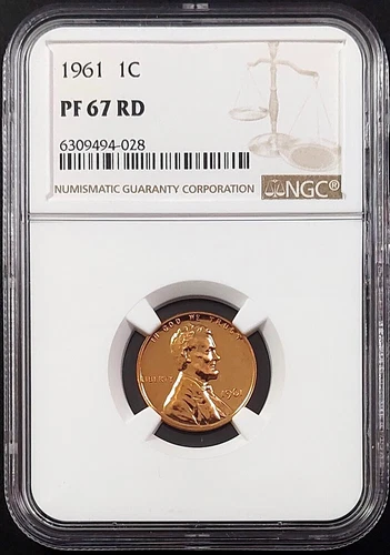 1961 Proof Lincoln Cent certified PF 67 RD by NGC! sku 94028