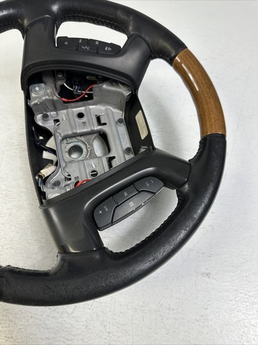 2009- 2012 Buick Enclave Leather Steering Wheel Black Woodgrain Audio & Cruise - Picture 9 of 13