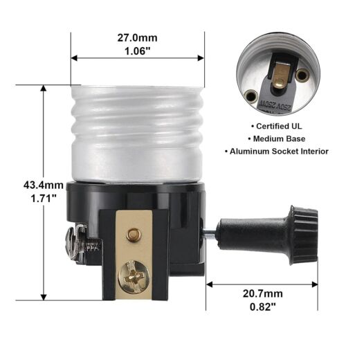 2 Pack E26/E27 Lamp Socket Replacement with On/Off Switch, UL Listed Repair Kit - 第 10/24 張圖片