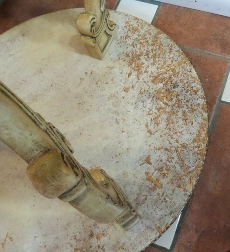 2 VTG Italian Renaissance Revival Side Tables Flowers Scrolls Carved Marble Top  - Picture 7 of 12