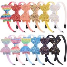Glitter Sequin Bow Hairband Shiny Bow Knot Teeth Hair Accessories for Kids Girls