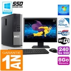 PC DELL 990 SFF Intel G840 RAM 8Go Scheibe 240 GB SSD Wifi W7 Bildschirm 22 "
