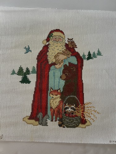 Precious Vintage Woodland Santa Needlepoint Canvas 13m Fox, Bear, Owl, Raccoon - Picture 3 of 8