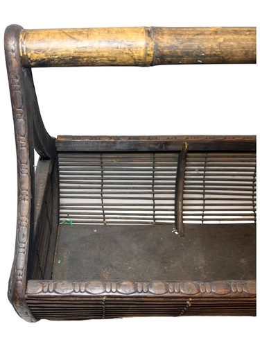 Vintage Ornate Bamboo Magazine Rack Basket Bentwood 14.5 X 12 X 9.5” - Picture 6 of 8