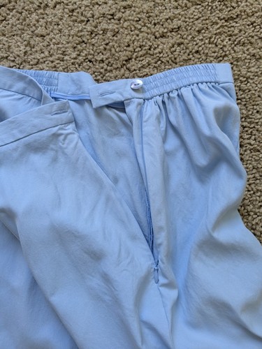 Pantalones de seda Judith Hart para mujer 22 W azul tiro alto cintura elástica cremallera lateral cónica - Imagen 6 de 12