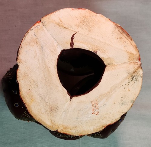 Antike japanische Vase mit drei tanzenden Fröschen 50er Jahre Good Luck Satsuma Art Deco - Bild 9 von 9