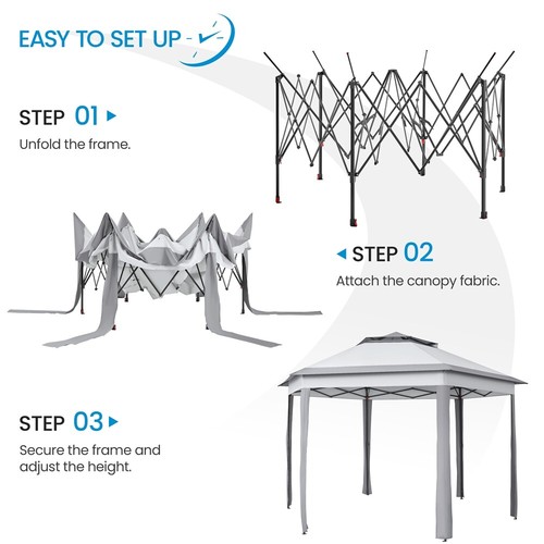 13' x 13' Double Roof Outdoor Gazebo Tent Pop Up Canopy Tent with Mesh Netting  - Picture 5 of 33