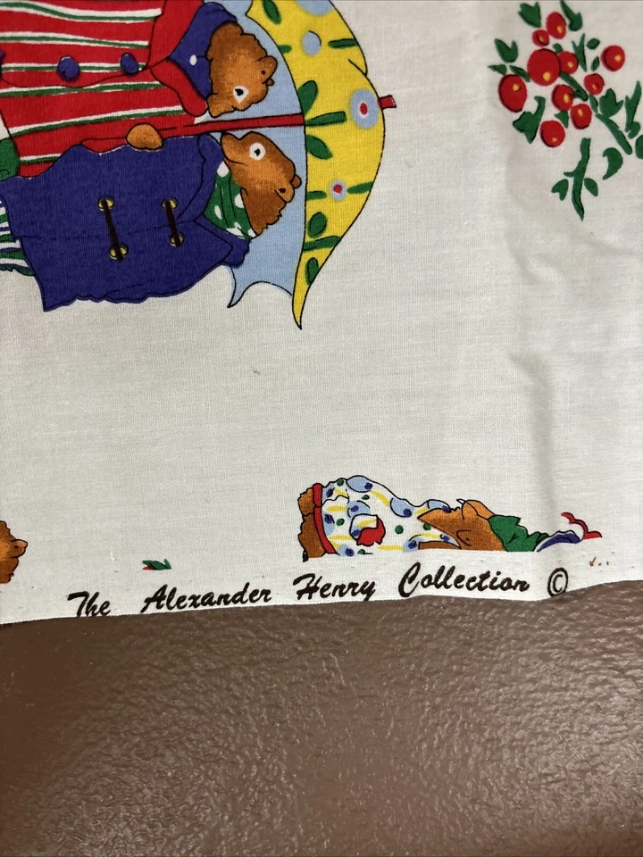 "Osos de tela vintage Alexander Henry colección picnic pesca vestidos 56""x43""" Foto 3 de 4