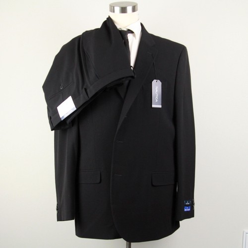 Nautica Men's 2 pc Suit Blazer Sport Coat 48L Jacket Black Pants 43Wx33L E03343 - Picture 10 of 14
