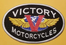 V Victory Motorcycles Worldwide Ship Embroidered Patch approx 3.5x5"
