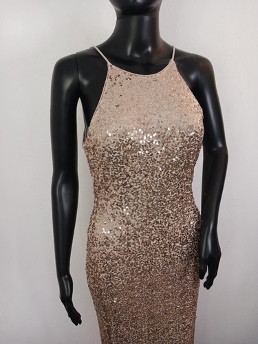 badgley mischka Collection Maxikleid 2 Pailletten Gold Sanduhr Bleistift mit Schlitzen - Bild 5 von 20