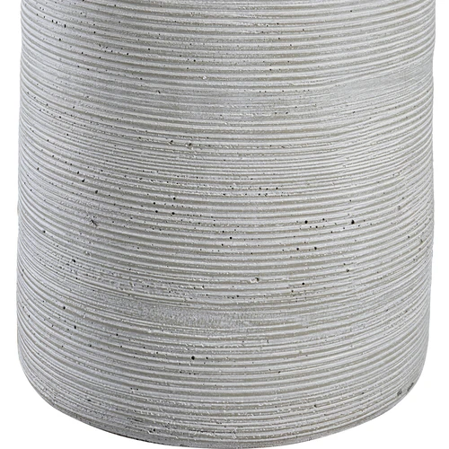 Modern Minimalist Gray Art Pottery Table Lamp 28 in Ceramic Carved Ribbed White - Picture 7 of 9