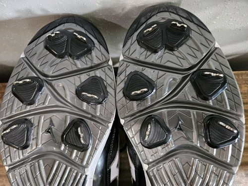 Mens Size 13 Nine Spike Classic Baseball Metal Cleats MIZUNO Black White New - Picture 11 of 13