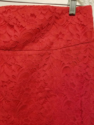 Falda Lápiz Medio Encaje Rojo Brillante Cintura Alta Express Algodón/Nailon Talla 12, Nueva con Etiquetas - Imagen 5 de 11