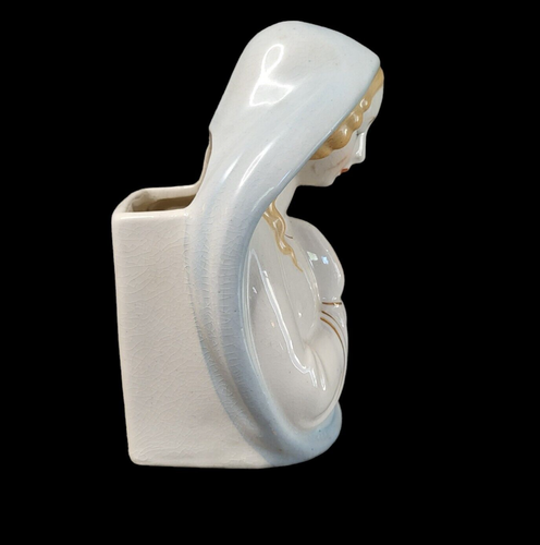 Vtg Mary Blessed Virgin Mother Madonna Ceramic Planter Christian Religious - Picture 2 of 6