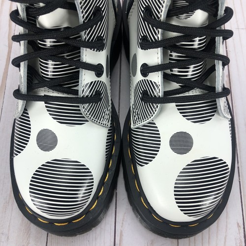 Dr Martens 1460 Jadon Boots Combat Polka Dot Platform White Black Size Y4/W5 - Picture 6 of 10
