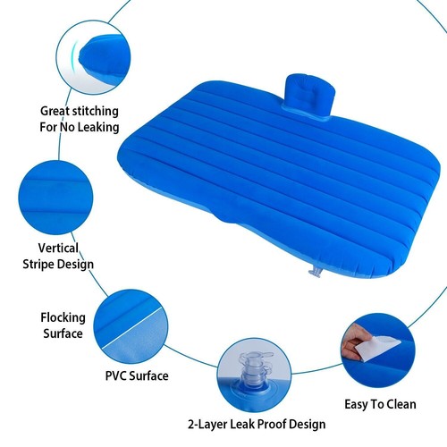 Car SUV Air Bed Sleep Travel Inflatable Mattress Seat Cushion Mat Camping w Pump - Picture 4 of 26