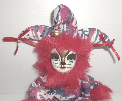 Vintage Jester Doll Cat Face with Jester Necklace - Picture 3 of 16