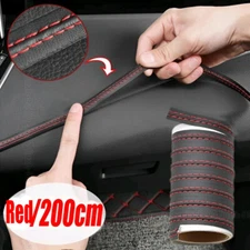Leather Car Dashboard Decor Red Line Strip Sticker Moulding Trim Car Accessories
