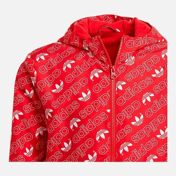  adidas Originals Boys' Little Trefoil Monogram Windbreaker,  collegiate red/white, XS: Clothing, Shoes & Jewelry