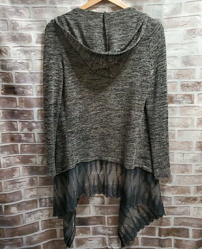 Cárdigan azul salvaje Sadie Robertson S gris sudadera con capucha capas bordado dobladillo cuadrado - Imagen 2 de 9