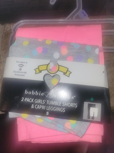 Bobbie brooks 2pc Girls Tumble Shorts & Capri Legging pj,lounge,dance,pajama 7/8 - Picture 1 of 2