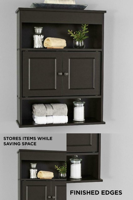 Over Toilet Bathroom Storage Wall Cabinet Wood Amber Brown Adjustable Shelves For Sale Online | EBay