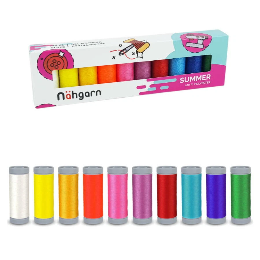 Nähgarn Nähset Allesnäher 10 Farben x 220Meter Nähbox No 120 Schnappspule aus EU - Bild 4 von 4