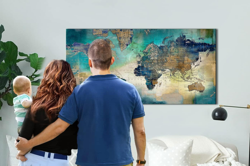 Large World Map Canvas Prints Wall Art for Living Room Office "24X48" Green Worl - Picture 7 of 7