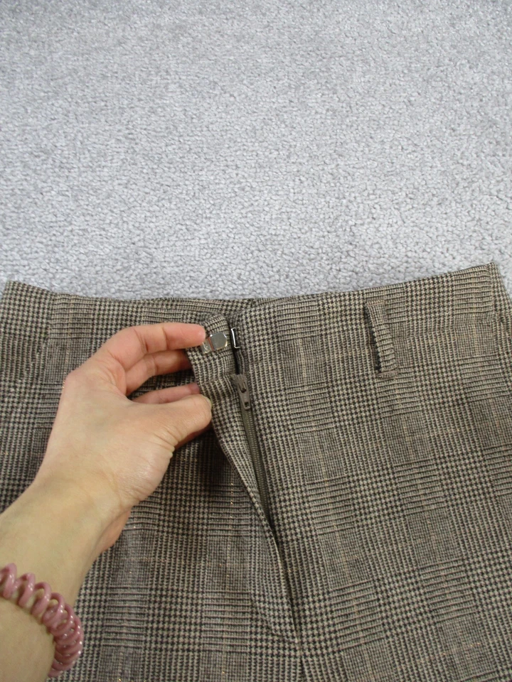 Pantalones de vestir Gunex para mujer 4 marrón a cuadros mezcla de lana pierna ancha Foto 3 de 4