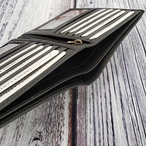 Men's RFID Genuine Leather European Bifold Wallet Hipster 2 ID Windows Black  - Picture 7 of 8