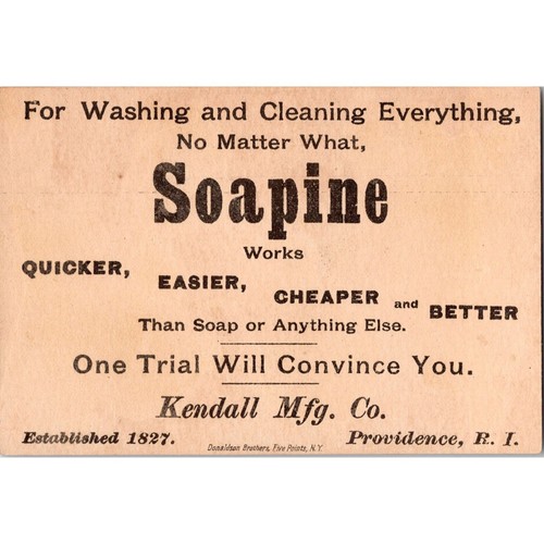 SOAPINE - Soap - Kendall Mfg Co - Flying Bald Eagle - Victorian Trade Card - Picture 2 of 2