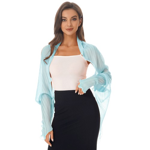 Women Chiffon Shawl Scarf Bolero Top Summer Sun Protection Long Sleeve Cover Ups - Picture 55 of 135