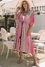 BOHO FESTIVAL FLORAL PRINT KIMONO COVER UP  One Size