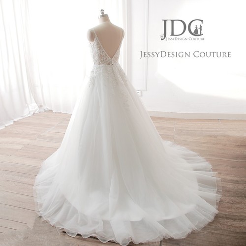 Straps Heavy Pearl Beaded Wedding Gown Lace Bridal Dress Custom made Ivory 2-28w - Picture 7 of 10
