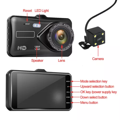 4" Dash Cam Pro Car Camera Recorder Dual Front and Rear HD 1080P Night Vision UK - Picture 6 of 14