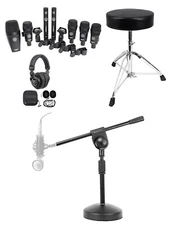 AKG Drum Set Session I (7) Mics Bass/Overhead/Snare/Tom+Throne+Stand+Headphones