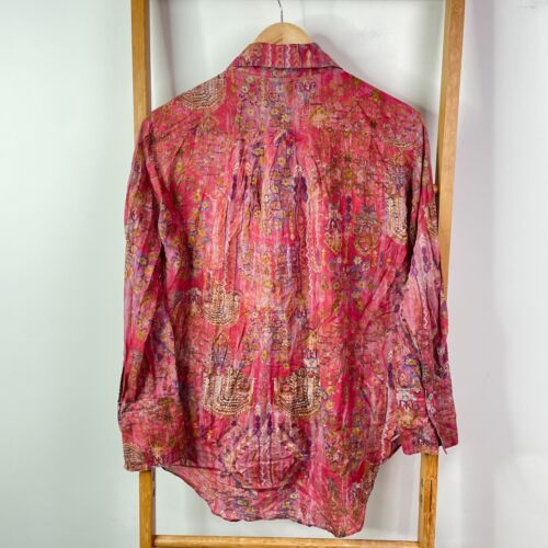 Massimo Dutti Shirt Top Womens 4 Red Floral Print Button Up Long Sleeve Casual - Picture 5 of 10