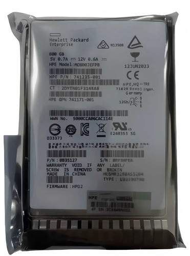 HPE 800GB 741234-001 741159-B21 2.5'' MU SAS 12Gb/s SSD For Gen8 Gen9 server - Afbeelding 2 van 4