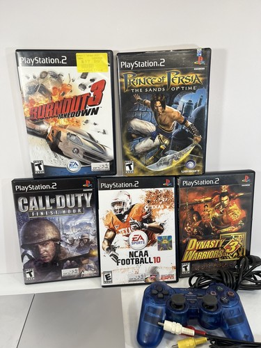 Sony Playstation 2 PS2 Bundle Slim Console Silver Controller & 5 Game Lot Tested - Picture 3 of 24