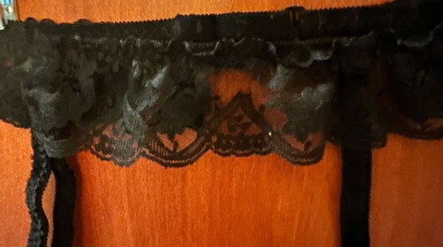 VTG Lily Of France Lingerie Gloria Falla Garter Belt Black Lace ~ ILGWU USA - Picture 2 of 4