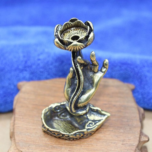 Messing Rückfluss Räuchergefäß Halter Handform Statue Kegel Räuchergefäß - Bild 4 von 8