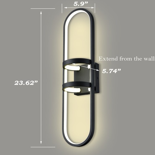 Black LED Wall Sconce Modern Wall Light Indoor - Picture 3 of 10